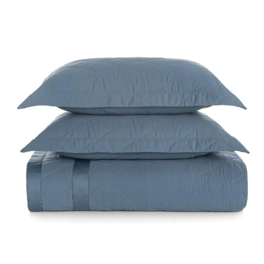 Jogo De Colcha Com Porta Travesseiro Bossa King Indigo 300 Fios Karsten 290x260cm - Imagem principal - fa6f67d6-0c5a-416d-8c24-f16b48271e63