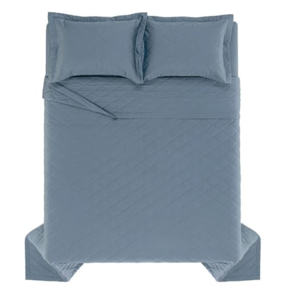 Jogo De Colcha Com Porta Travesseiro Bossa King Indigo 300 Fios Karsten 290x260cm