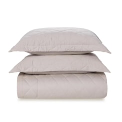 Jogo De Colcha Com Porta Travesseiro Bossa Prata Queen Cinza 300 Fios Karsten 240x260cm