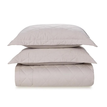 Jogo De Colcha Com Porta Travesseiro Bossa Prata Queen Cinza 300 Fios Karsten 240x260cm