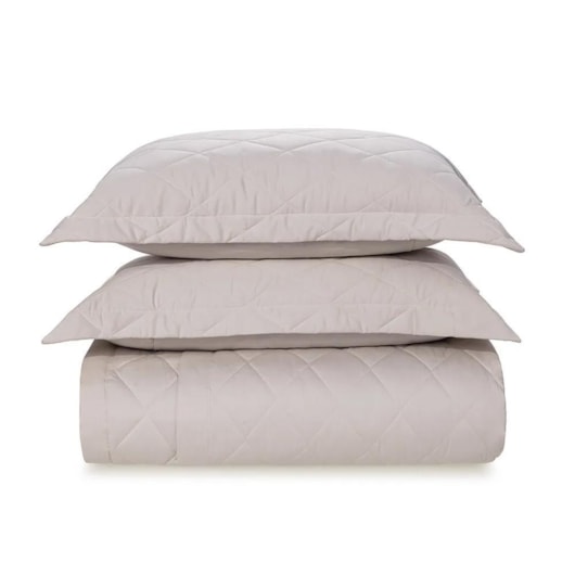 Jogo De Colcha Com Porta Travesseiro Bossa Prata Queen Cinza 300 Fios Karsten 240x260cm - Imagem principal - b4388313-1553-44c9-8ef7-68db120c43af