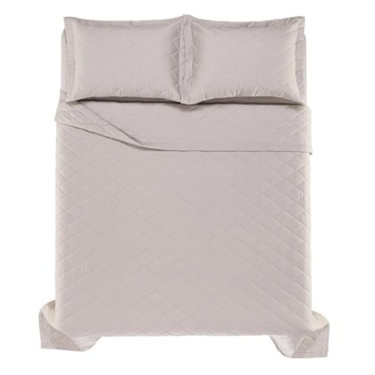 Jogo De Colcha Com Porta Travesseiro Bossa Prata Queen Cinza 300 Fios Karsten 240x260cm