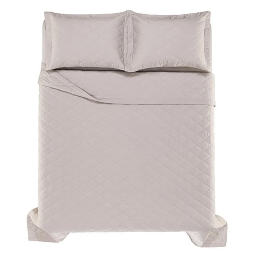 Jogo De Colcha Com Porta Travesseiro Bossa Prata Queen Cinza 300 Fios Karsten 240x260cm - Imagem principal - dacdd937-e267-43c7-ace9-acf713da052a