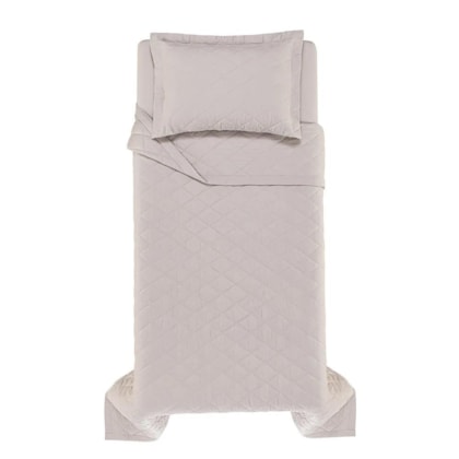 Jogo De Colcha Com Porta Travesseiro Bossa Prata Solteiro Cinza 300 Fios Karsten 180x260cm