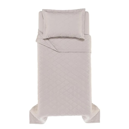 Jogo De Colcha Com Porta Travesseiro Bossa Prata Solteiro Cinza 300 Fios Karsten 180x260cm - Imagem principal - ce6b4e81-bfb2-4170-9697-5b333c0d8cd7