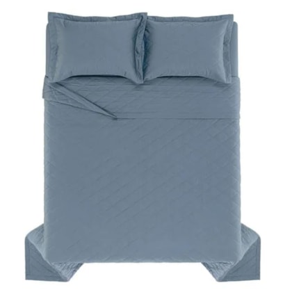 Jogo De Colcha Com Porta Travesseiro Bossa Queen Indigo 300 Fios Karsten 240x260cm