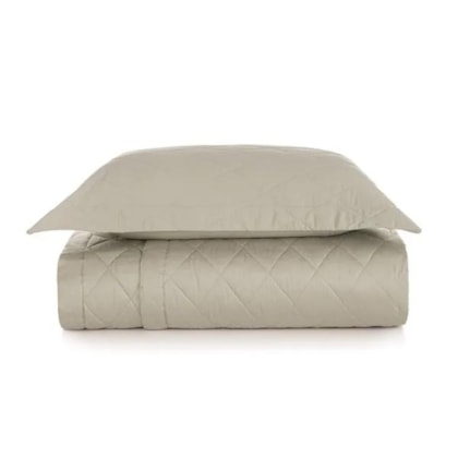 Jogo De Colcha Com Porta Travesseiro Bossa Solteiro Areia 300 Fios Karsten 180x260cm