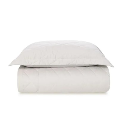Jogo De Colcha Com Porta Travesseiro Bossa Solteiro Branco 300 Fios Karsten 180x260cm