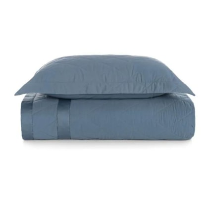 Jogo De Colcha Com Porta Travesseiro Bossa Solteiro Indigo 300 Fios Karsten 180x260cm