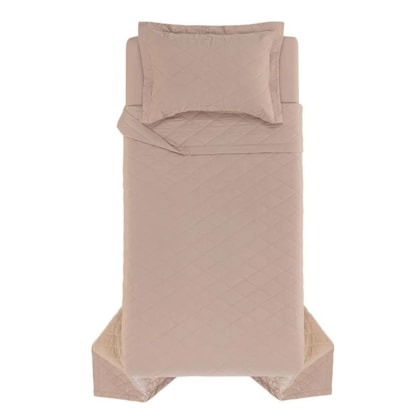 Jogo De Colcha Com Porta Travesseiro Bossa Solteiro Nude 300 Fios Karsten 180x260cm