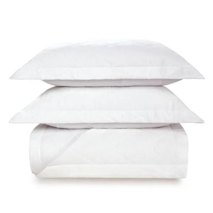 Jogo De Colcha Com Porta Travesseiro Bossa Super King Branco 300 Fios Karsten 320x280cm