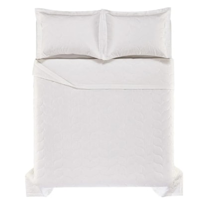 Jogo De Colcha Com Porta Travesseiro King Branco 200 Fios Karsten 290x260cm