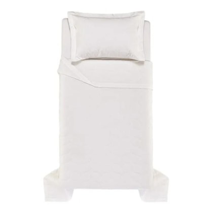 Jogo De Colcha Com Porta Travesseiro Solteiro Branco 200 Fios Karsten 180x260cm