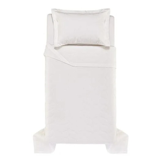 Jogo De Colcha Com Porta Travesseiro Solteiro Branco Karsten 180x260cm - Imagem principal - e3254e17-1ff0-48d5-8840-0b3921cc04b4