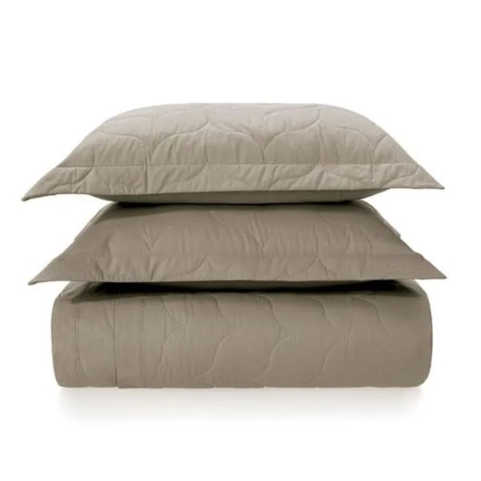 Jogo De Colcha Com Porta Travesseiro Tom Grao Casal Bege 200 Fios Karsten 220x260cm - Imagem principal - a430728d-9202-4c93-9c3b-26cb46f3af4d
