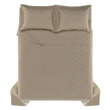Jogo De Colcha Com Porta Travesseiro Tom Grao Queen Bege 200 Fios Karsten 240x260cm