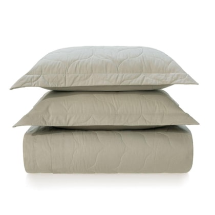 Jogo De Colcha Com Porta Travesseiro Tom Salvia Casal Verde 200 Fios Karsten 220x260cm