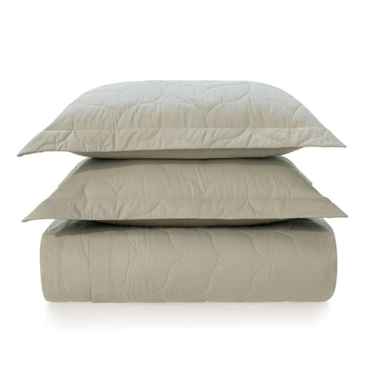 Jogo De Colcha Com Porta Travesseiro Tom Salvia Casal Verde 200 Fios Karsten 220x260cm - Imagem principal - 38ff8db5-46fa-40f0-b5d2-a0b8f9bee750