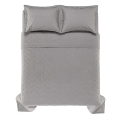 Jogo De Colcha Com Porta Travesseiro Tom Titanio King Cinza 200 Fios Karsten 290x260cm