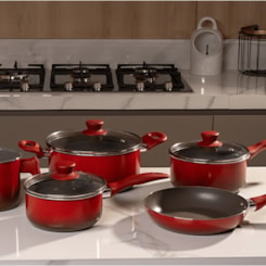 Jogo de Panelas Life Easy Smart 5 Peças Vermelho Brinox