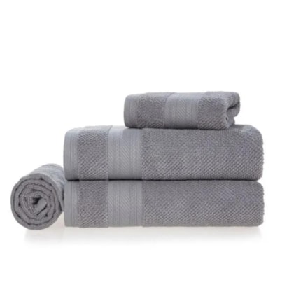 Jogo De Toalha De Banho Com 4 Peças Empire Cinza Urbano Karsten 70x135cm