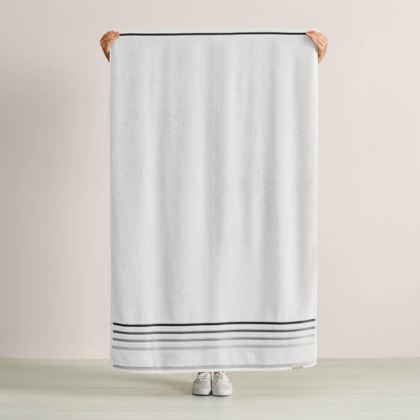 Jogo De Toalha De Banho Com 5 Peças Lumina Branco Com Cinza Karsten 86x150cm