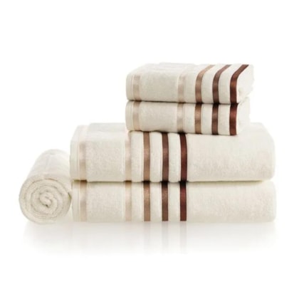 Jogo De Toalha De Banho Com 5 Peças Lumina Ivory Com Ferrugem Karsten 86x150cm
