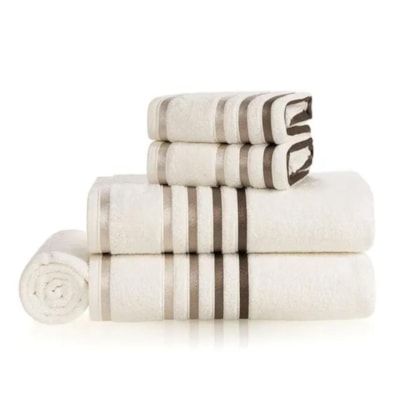 Jogo De Toalha De Banho Com 5 Peças Lumina Ivory Com Greige Karsten 70x140cm