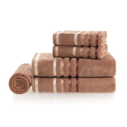 Jogo De Toalha De Banho Com 5 Peças Lumina Marrom Sienna Com Ferrugem Karsten 86x150cm