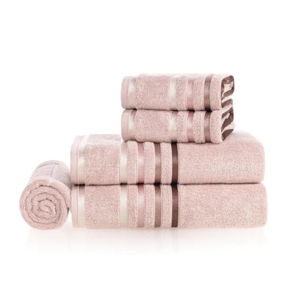 Jogo De Toalha De Banho Com 5 Peças Lumina Soft Rose Com Rosa Karsten 70x140cm