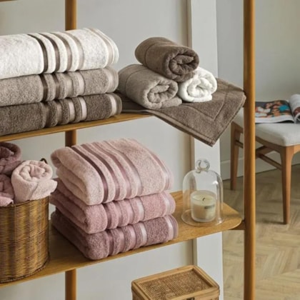 Jogo De Toalha De Banho Com 5 Peças Lumina Soft Rose Karsten 86x150cm