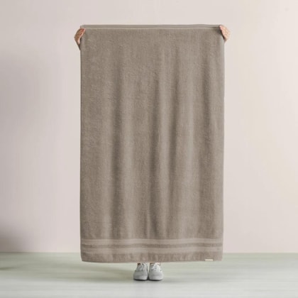 Jogo De Toalha De Banho Com 5 Peças Unika Branco Com Cinza Karsten 86x150cm