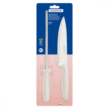 Jogo Facas Tramontina Chaira Plenus Inox Off-White 2 Peças