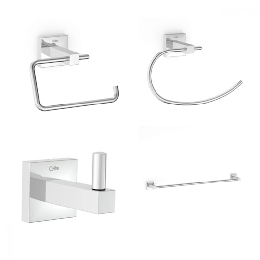 Kit Acessorios Com 4 Peças New Elite Cromado Celite - Imagem principal - b289832a-9447-4703-b79f-e256c2605d2e