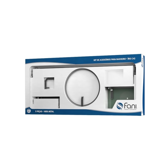 Kit Acessórios Com 5 Itens Iris 58 C42 Cromado Fani Metais - Imagem principal - d4469d07-0c5b-4320-8ec8-8cb1924198f6