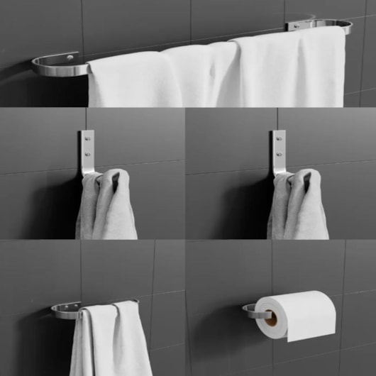 Kit Acessórios Para Banheiro Alumínio Sicpremium Com 5 Peças Sicmol - Imagem principal - f6a9390a-9e15-4c84-af6f-87e7f079d86f