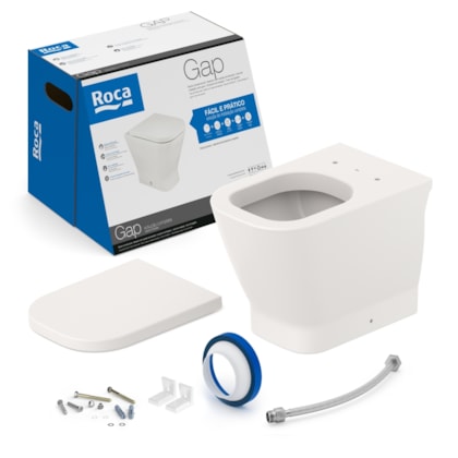 kit bacia Convencional e Acessórios De Instalação E Assento Termofixo Gap Beige Roca