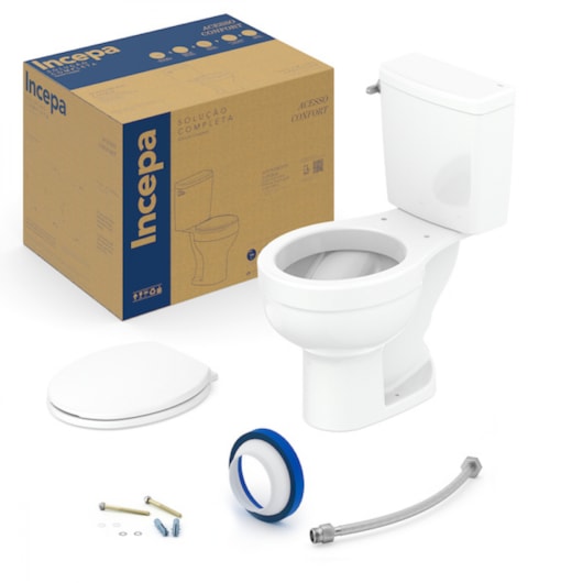 Kit Bacia De Acessibilidade com Caixa Acoplada com Acionamento Lateral e Itens de Instalação Incepa - Imagem principal - 109d6f43-d979-4087-8242-514b0ba361b7