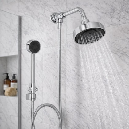 Kit Chuveiro De Parede Com Desviador E Ducha Manual Acqua Plus Cromado Deca