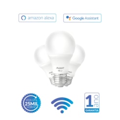 Kit Com 3 Lâmpadas Inteligentes LED Smart Wi-Fi Bulbo Pera NEO 10W Luz Dimerizável Amarela-Branca Base E27 Bivolt Avant