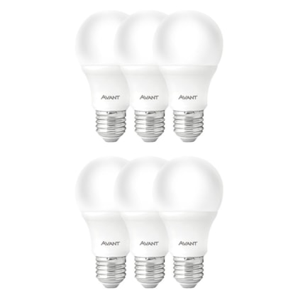 Kit Com 6 Lampadas LED Bulbo Pera 9W Luz Branca 6500K Base E27 Bivolt Avant