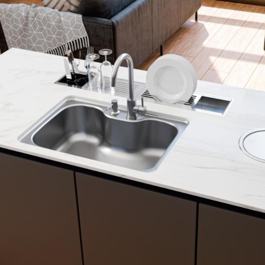 Kit Cuba Morgana 60Fx Undermount Em Aço Inox Com Monocomando, Dosador E Valvula Tramontina - Imagem principal - 584cb417-ddf3-45d6-b083-25e5a1583a1e