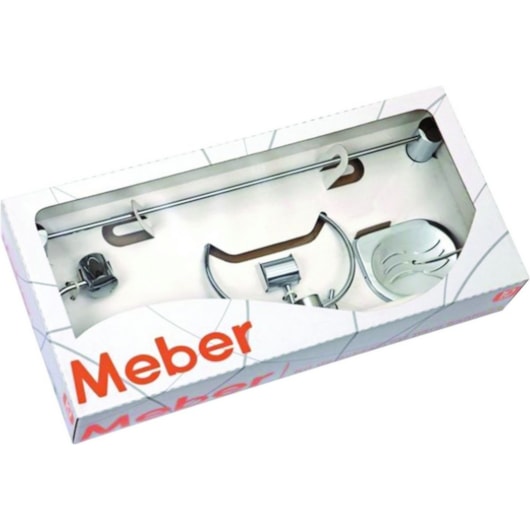 Kit De Acessórios Com 5 Peças Atria Cromada Meber - Imagem principal - 7a24e82b-3cee-4bfb-90a1-69671822674f