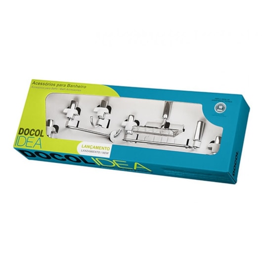 Kit De Acessórios Para Lavatório Com 5 Peças Idea Cromado Docol - Imagem principal - 521c3828-c9fa-45ba-acbe-069d498b4677