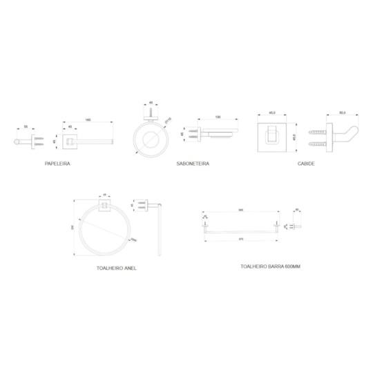 Kit De Acessórios Up 5 Peças Cromada Celite - Imagem principal - 2422d58d-942c-4ace-a117-c175fb0e8f03