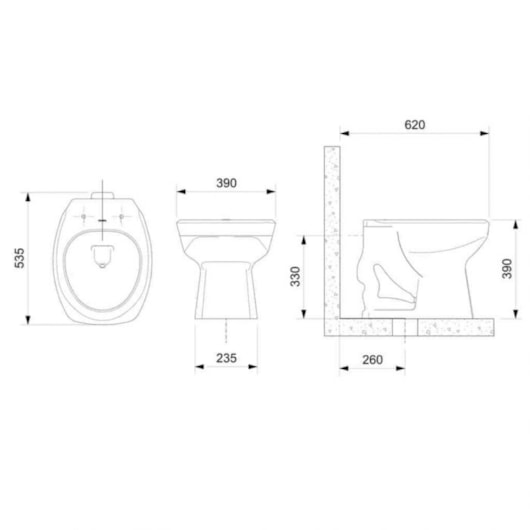 Kit de bacia convencional e itens de instalação thema preto Incepa - Imagem principal - 4f99ffff-ab68-4cb8-80a5-fa43759edfa4