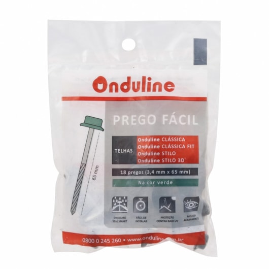 Kit De Fixação Prego Fácil Com 18 Unidades Verde Onduline - Imagem principal - 72cbe024-b33c-492a-b607-245926d10cb4