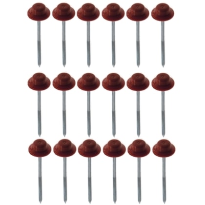 Kit De Fixação Prego Fácil Com 18 Unidades Vermelho E Marrom Onduline