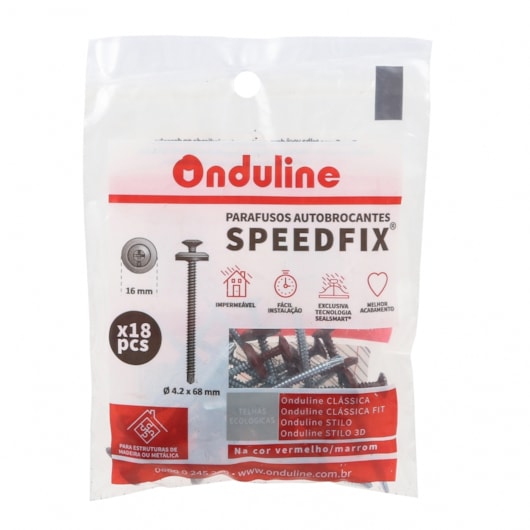 Kit de Parafuso Speedfix Com 18 Unidades Vermelho E Marrom Onduline - Imagem principal - 631ed972-0f52-4256-9ce8-9fee075722af