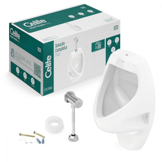 Kit Mictório Individual Com Sifão Integrado, Válvula e Itens de Instalação Branco Celite - Imagem principal - 6719908c-31f3-47aa-a14a-a914c0193e07